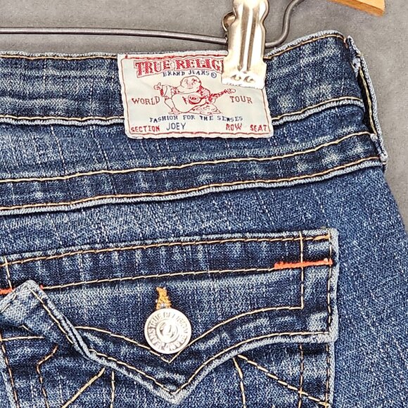 Vtg True Religion Denim Joey Low Rise Flare Jeans Twisted Seam Womens 27 A5-2 - Picture 9 of 10